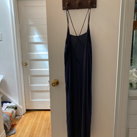 H&M 6 steel blue midi stretch dress with deep v mesh detailing - Picture 4 of 4